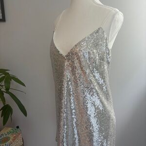 Showpo White and Silver Dress